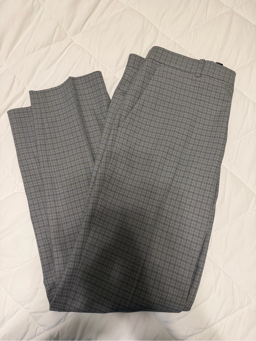 Perry Ellis Gray Plaid Dress Pants